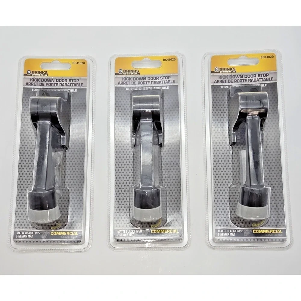 Brinks Matte Black Commercial Kick Down Door Stop Easy Install BC41020 NIP